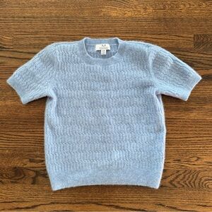 Magaschoni baby blue machmere short sleeve crewneck sweater- medium